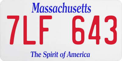 MA license plate 7LF643