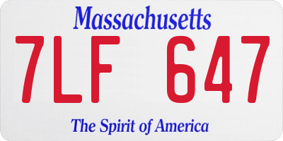 MA license plate 7LF647