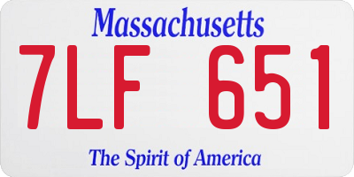 MA license plate 7LF651