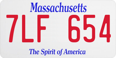 MA license plate 7LF654