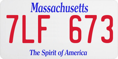 MA license plate 7LF673