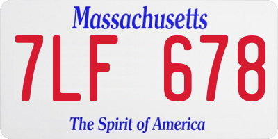 MA license plate 7LF678