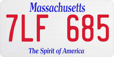 MA license plate 7LF685