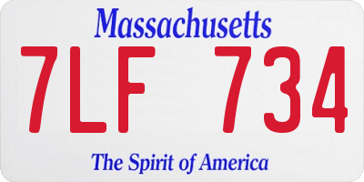 MA license plate 7LF734