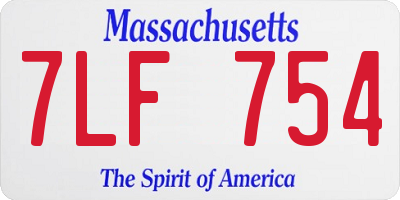 MA license plate 7LF754