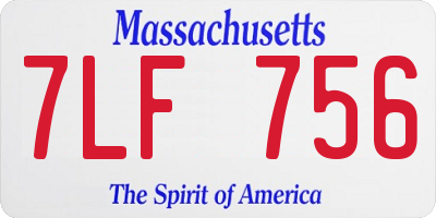 MA license plate 7LF756