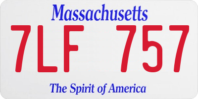 MA license plate 7LF757