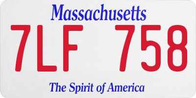 MA license plate 7LF758