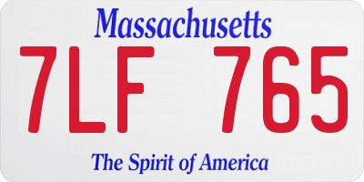 MA license plate 7LF765