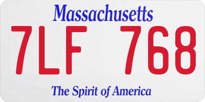 MA license plate 7LF768
