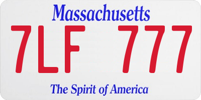 MA license plate 7LF777