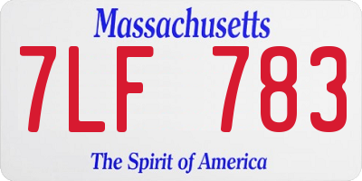 MA license plate 7LF783