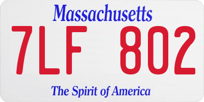 MA license plate 7LF802