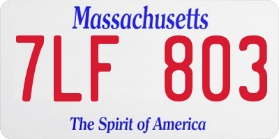 MA license plate 7LF803