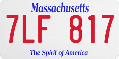 MA license plate 7LF817
