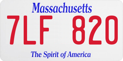 MA license plate 7LF820