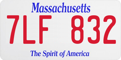 MA license plate 7LF832
