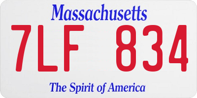 MA license plate 7LF834