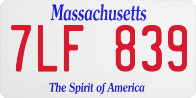 MA license plate 7LF839