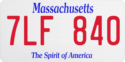 MA license plate 7LF840