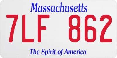 MA license plate 7LF862