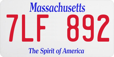 MA license plate 7LF892