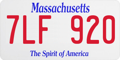 MA license plate 7LF920