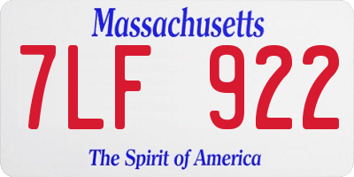 MA license plate 7LF922