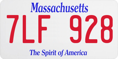 MA license plate 7LF928