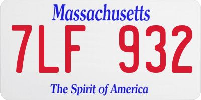 MA license plate 7LF932