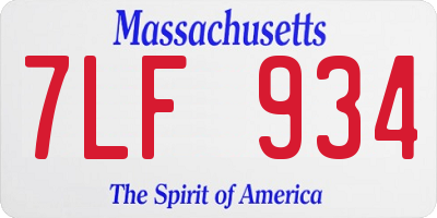 MA license plate 7LF934