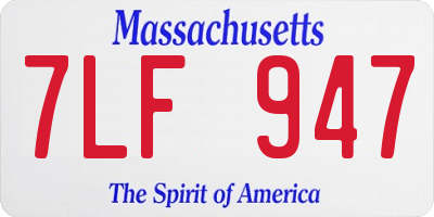 MA license plate 7LF947