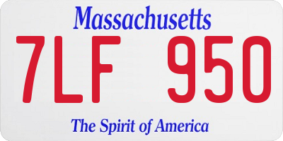 MA license plate 7LF950