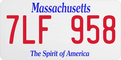 MA license plate 7LF958