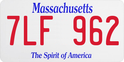 MA license plate 7LF962
