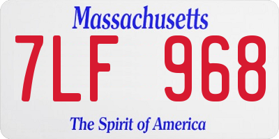 MA license plate 7LF968