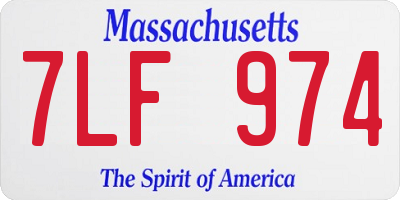 MA license plate 7LF974