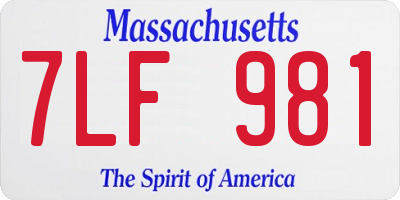 MA license plate 7LF981