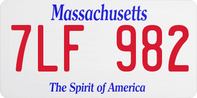 MA license plate 7LF982