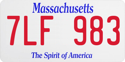 MA license plate 7LF983