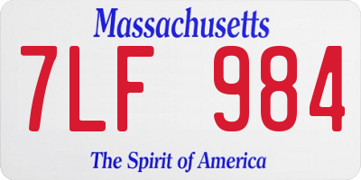 MA license plate 7LF984