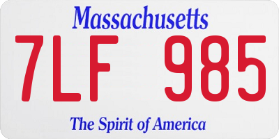 MA license plate 7LF985