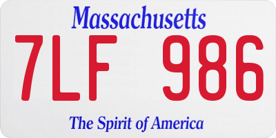 MA license plate 7LF986