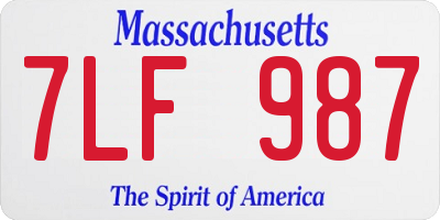 MA license plate 7LF987