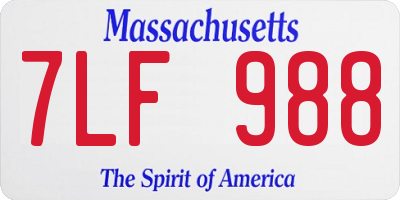 MA license plate 7LF988