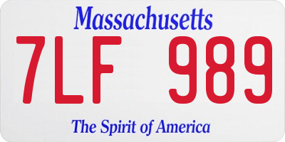 MA license plate 7LF989