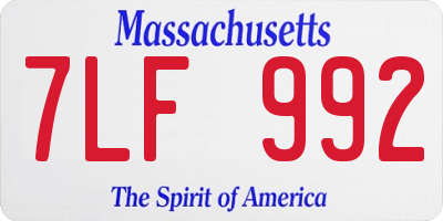 MA license plate 7LF992