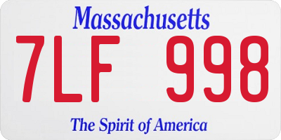 MA license plate 7LF998