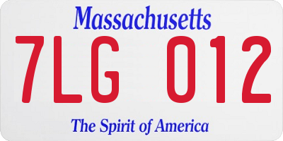 MA license plate 7LG012