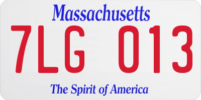 MA license plate 7LG013